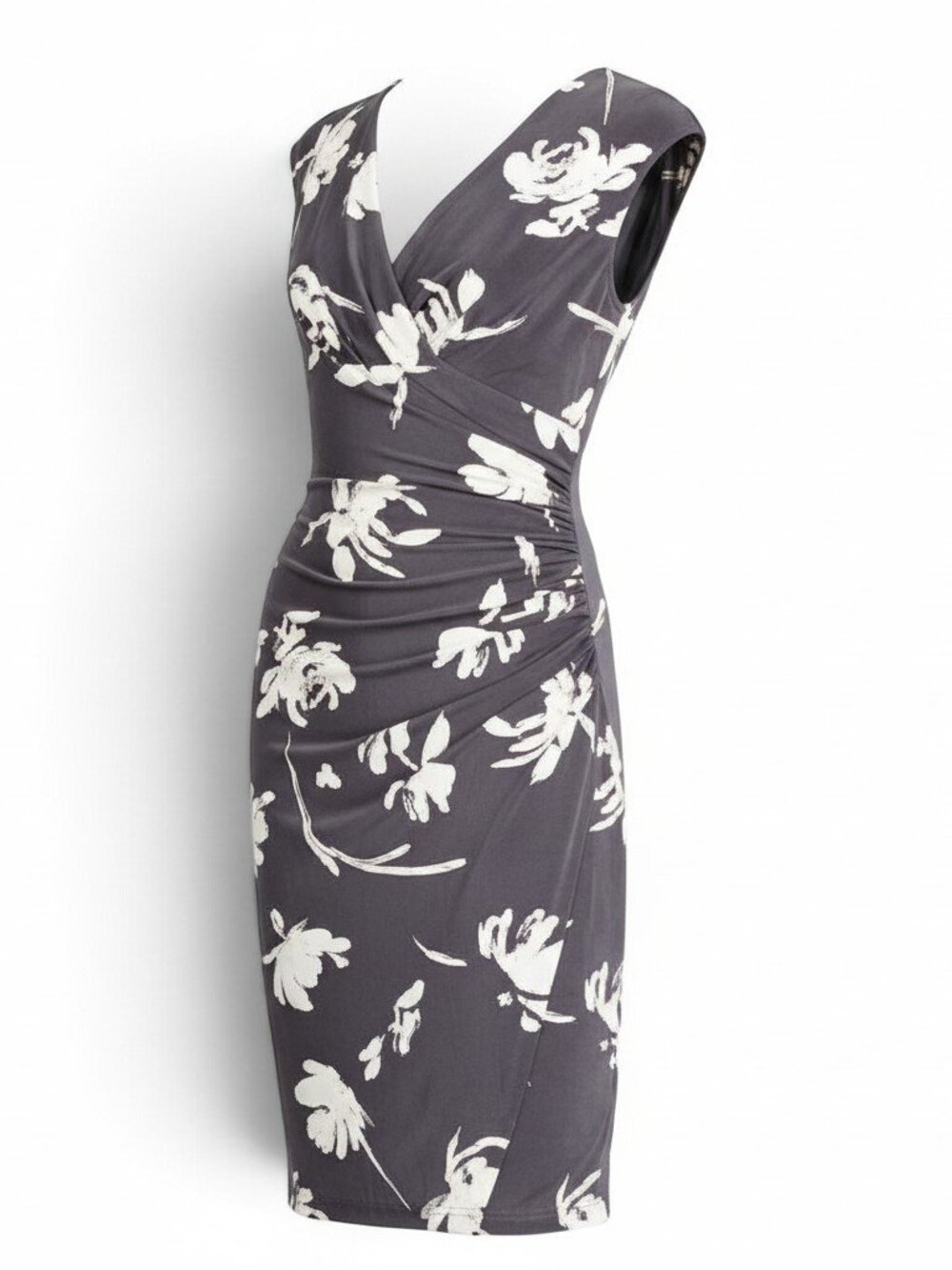 Ralph Lauren Sleeveless Ruched Crossover Midi Dress Floral 8